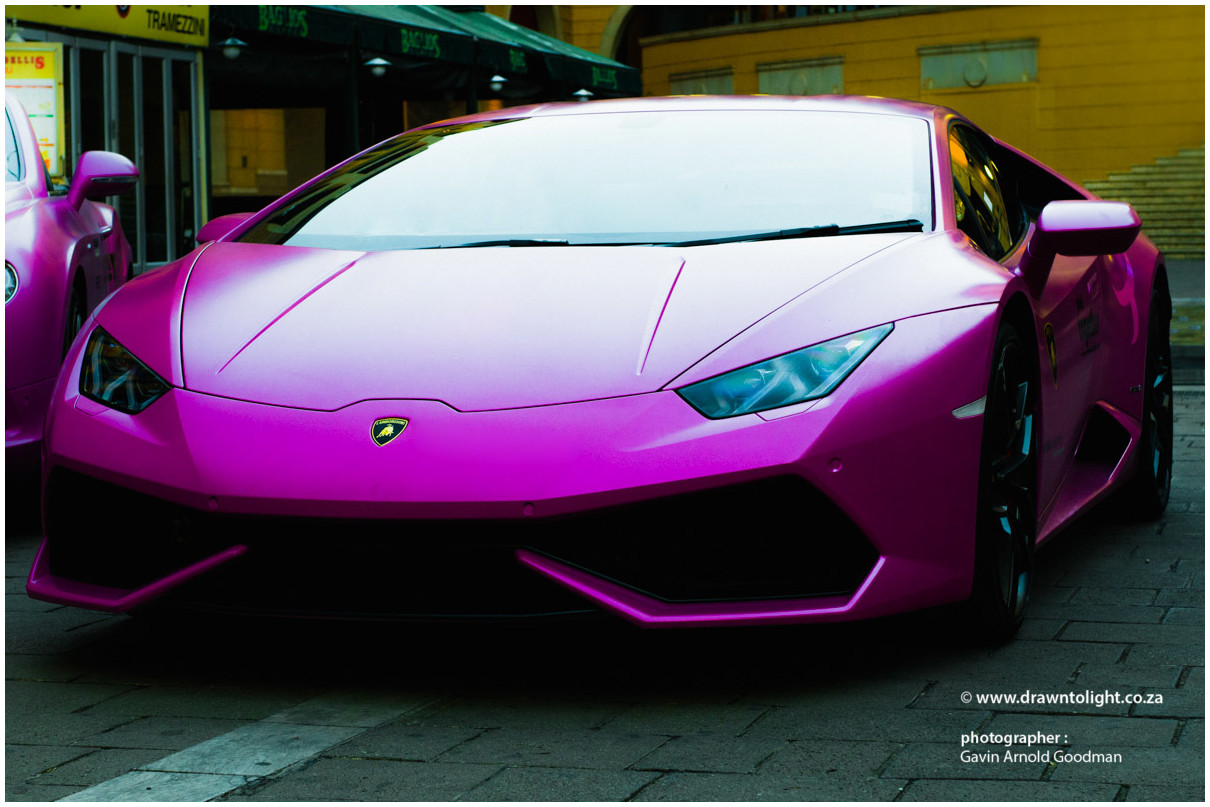 drawntolight pink Lamborghini by Gavin Arnold Goodman