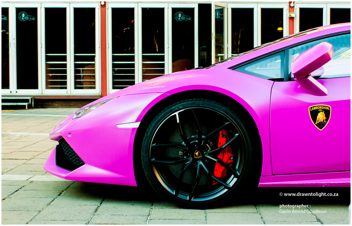 drawntolight pink Lamborghini by Gavin Arnold Goodman